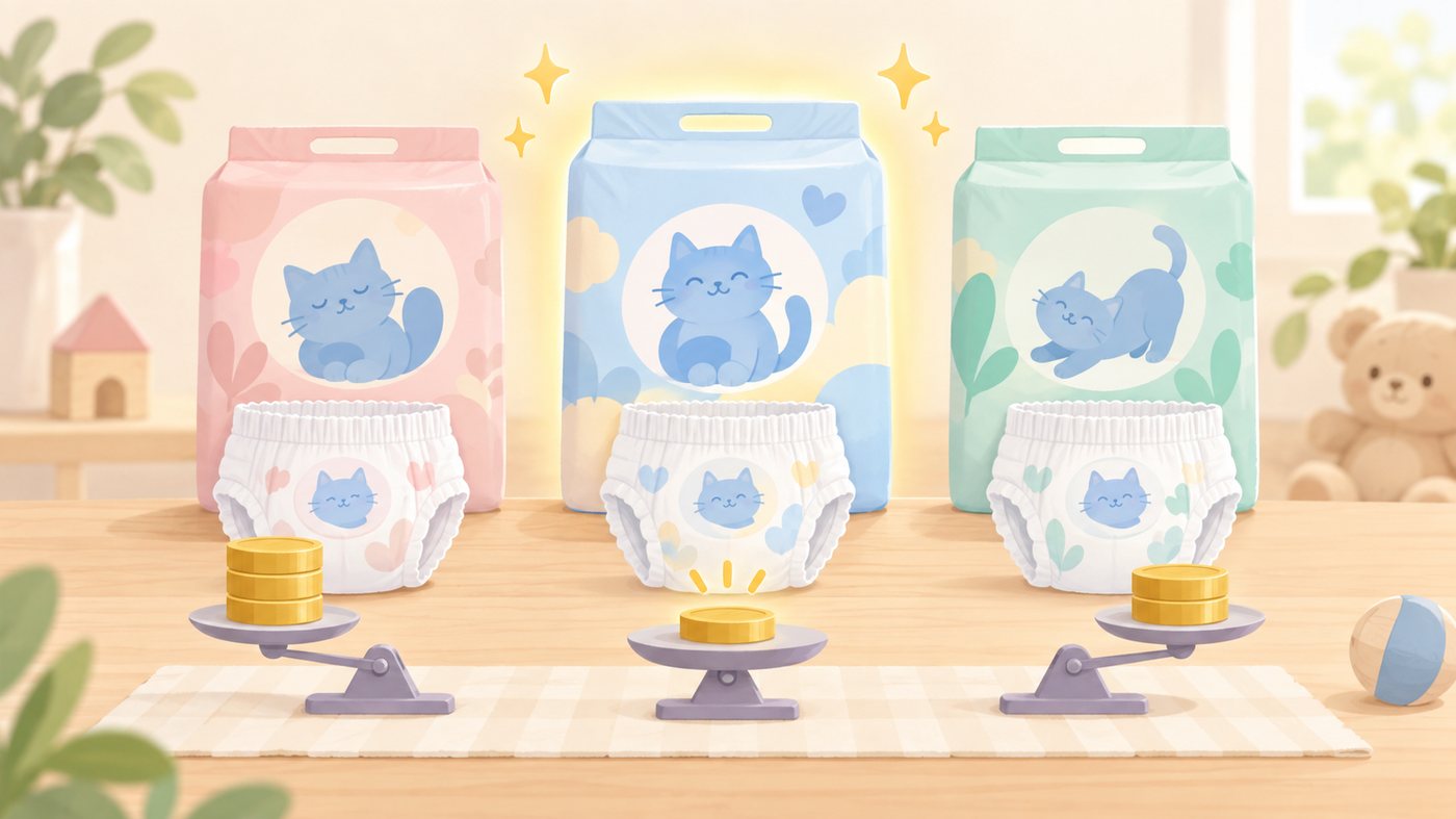 パンツタイプおむつの袋を並べたイラスト