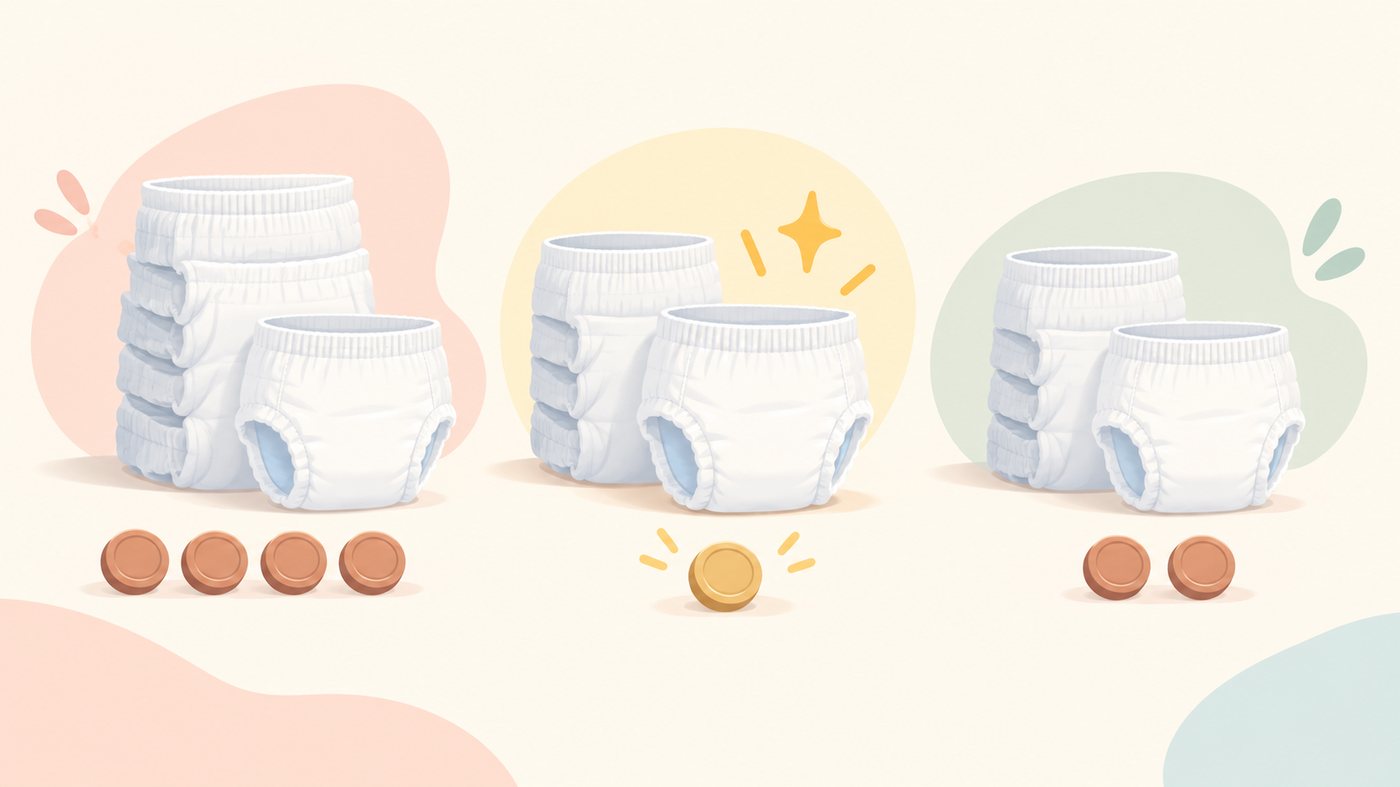 パンツタイプおむつの入数と1枚あたりの単価を確認するイメージ
