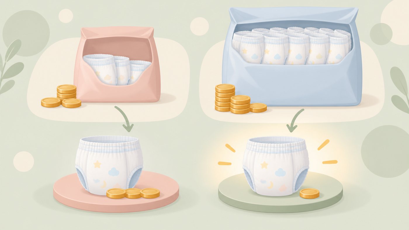パンツタイプおむつの入数を分けて確認するイメージ