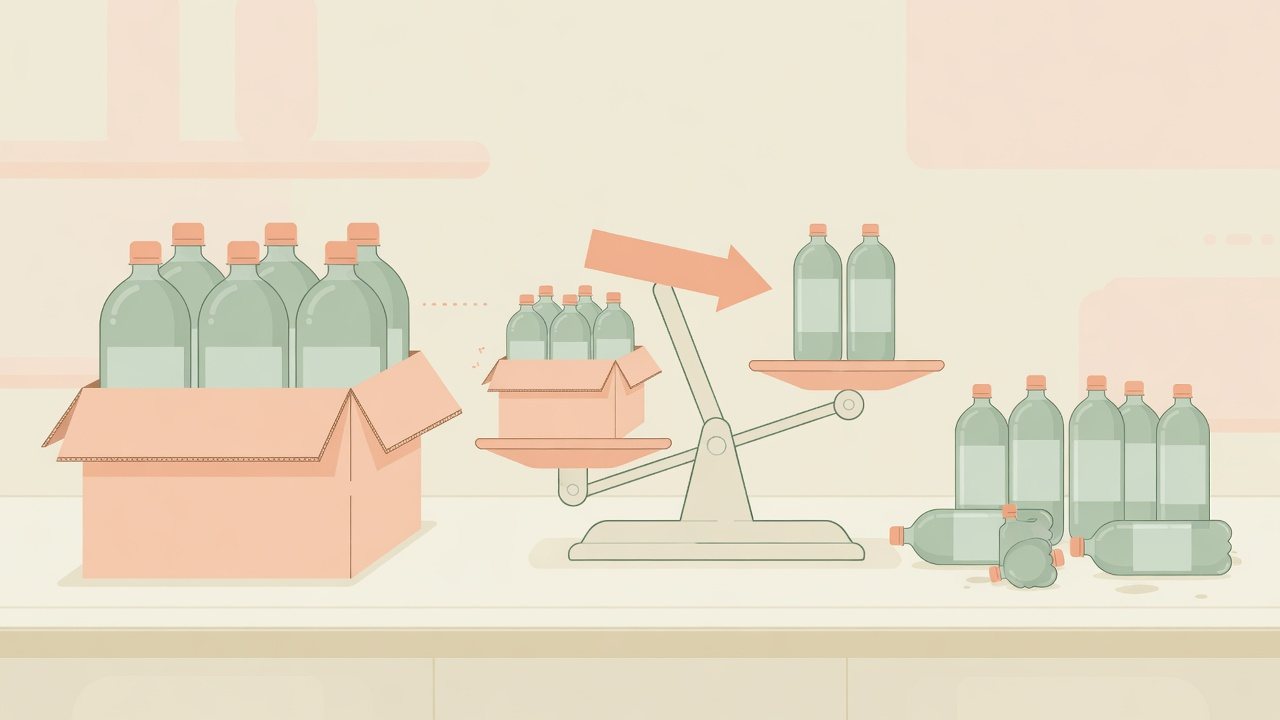 容量と入数から1mlあたりを比べるイラスト