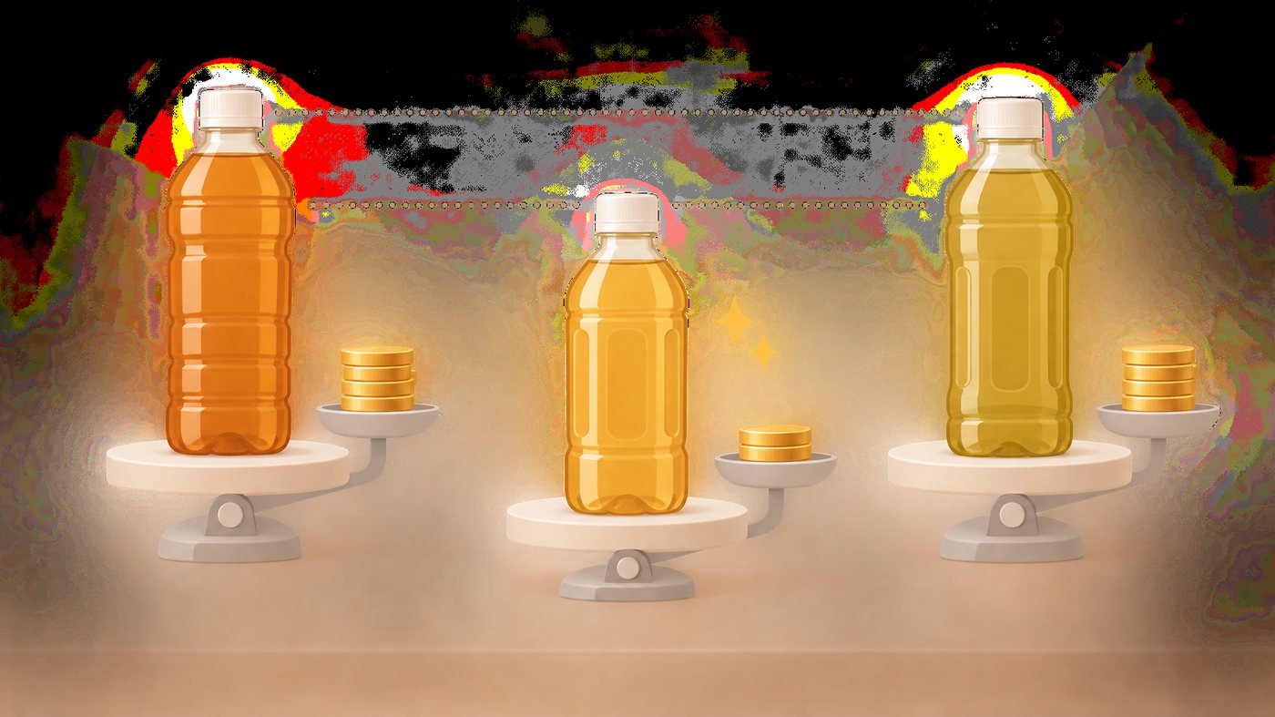 350ml・280ml・500ml・600mlのボトルを並べたイラスト