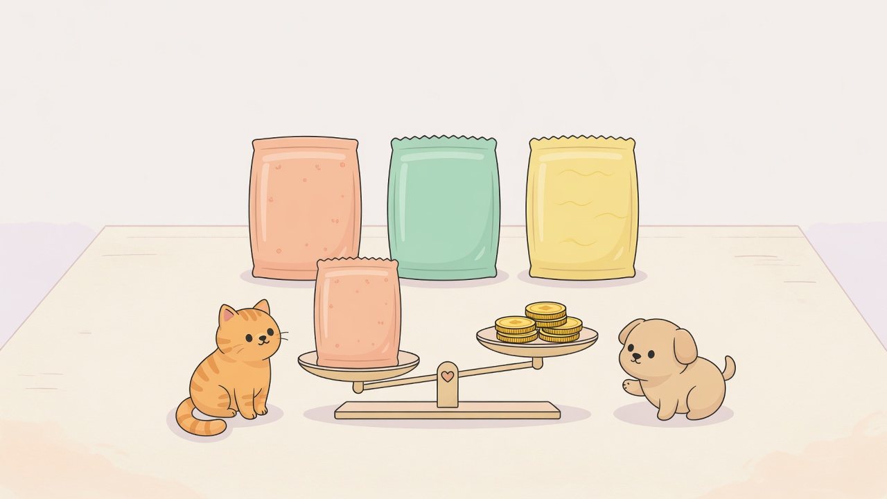 猫用40gのパウチを入数別に並べて比べるイメージ