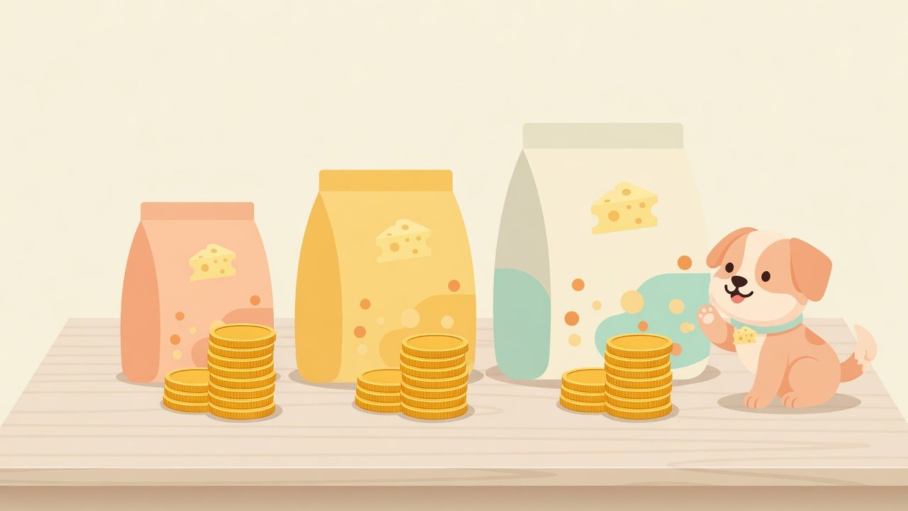 総合栄養のチーズ入りを1gあたりで比べるイラスト