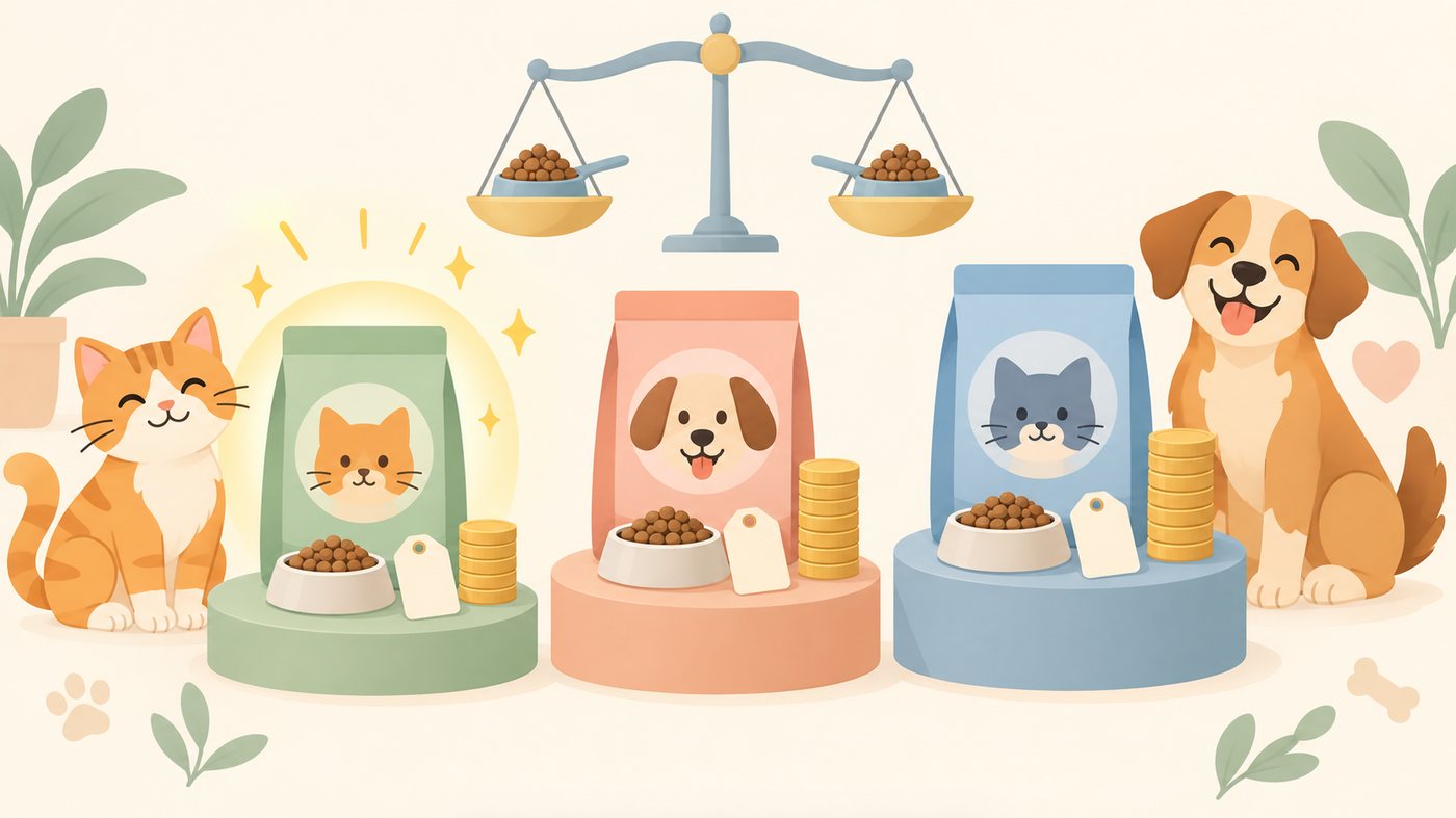 おやつの袋を前にした猫のイラスト