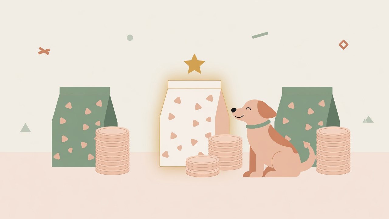 犬用アダルトのドッグフードを容量帯と1g単価で比べるイメージ