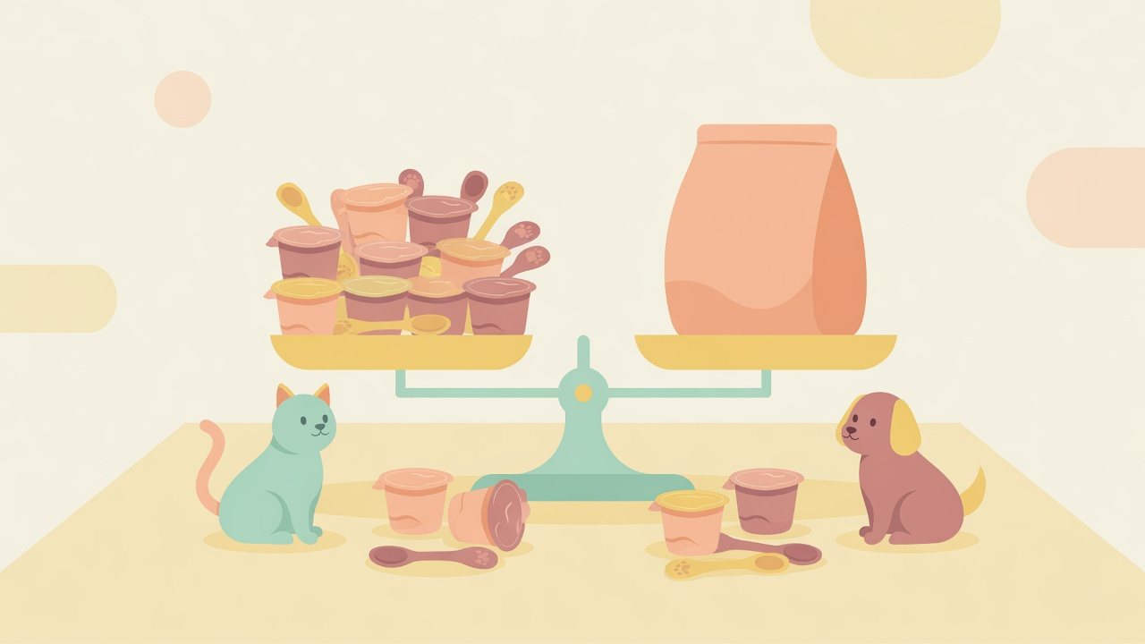 60gの小袋とパウチが並ぶ猫のおやつのイラスト