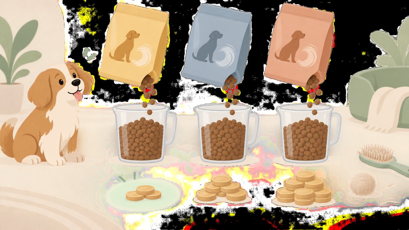 猫のパッケージ表記を確認している飼い主のイラスト