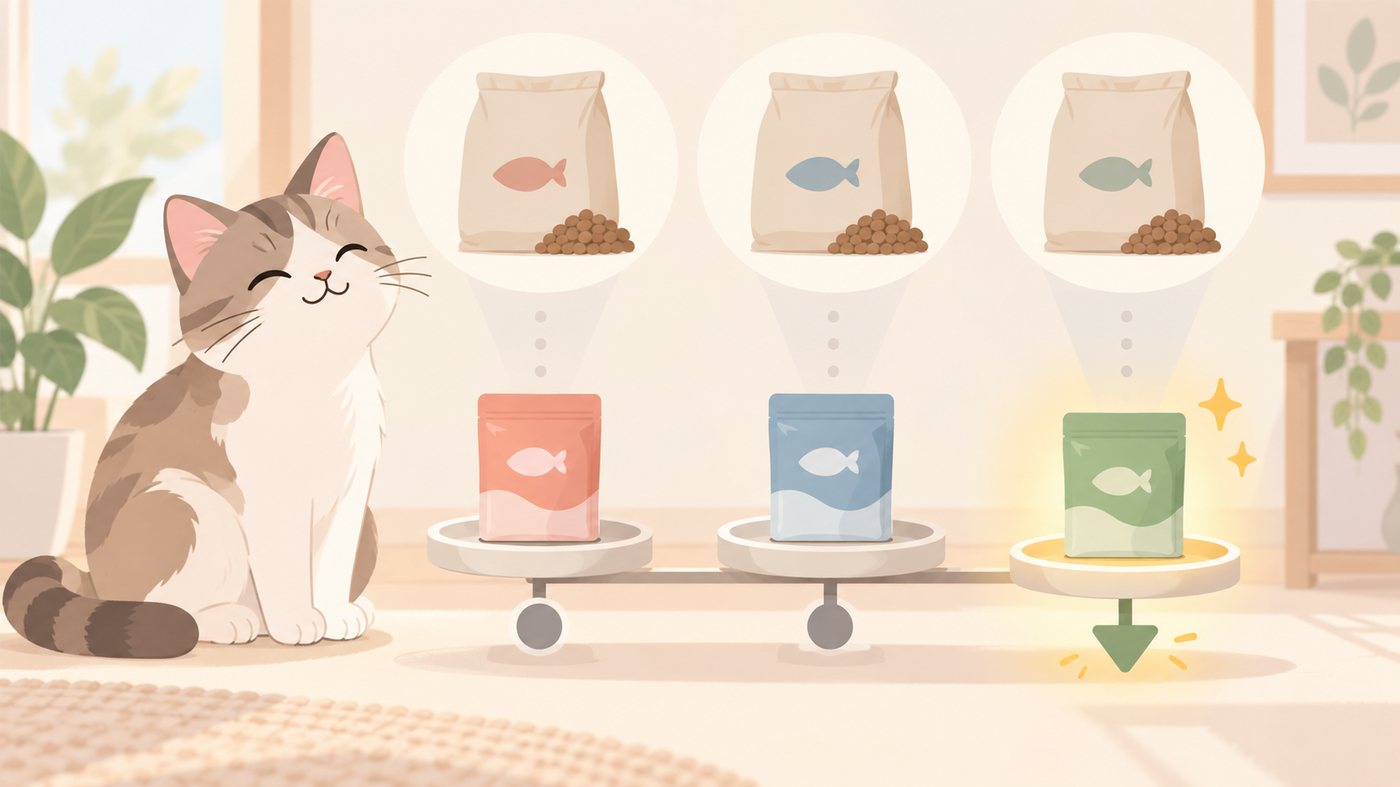 おやつと食事用パウチを分けて置いたイラスト