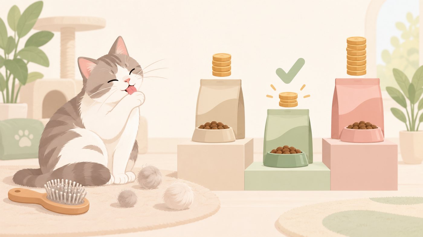 少量・常備・まとめ買いの3段階で並ぶおやつの袋のイラスト
