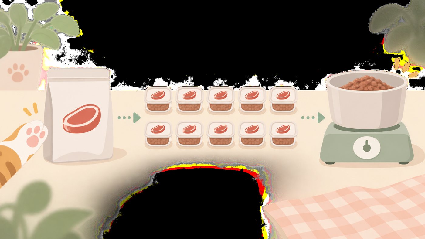 ドッグフードの袋と1gあたりの単価を計算するイラスト