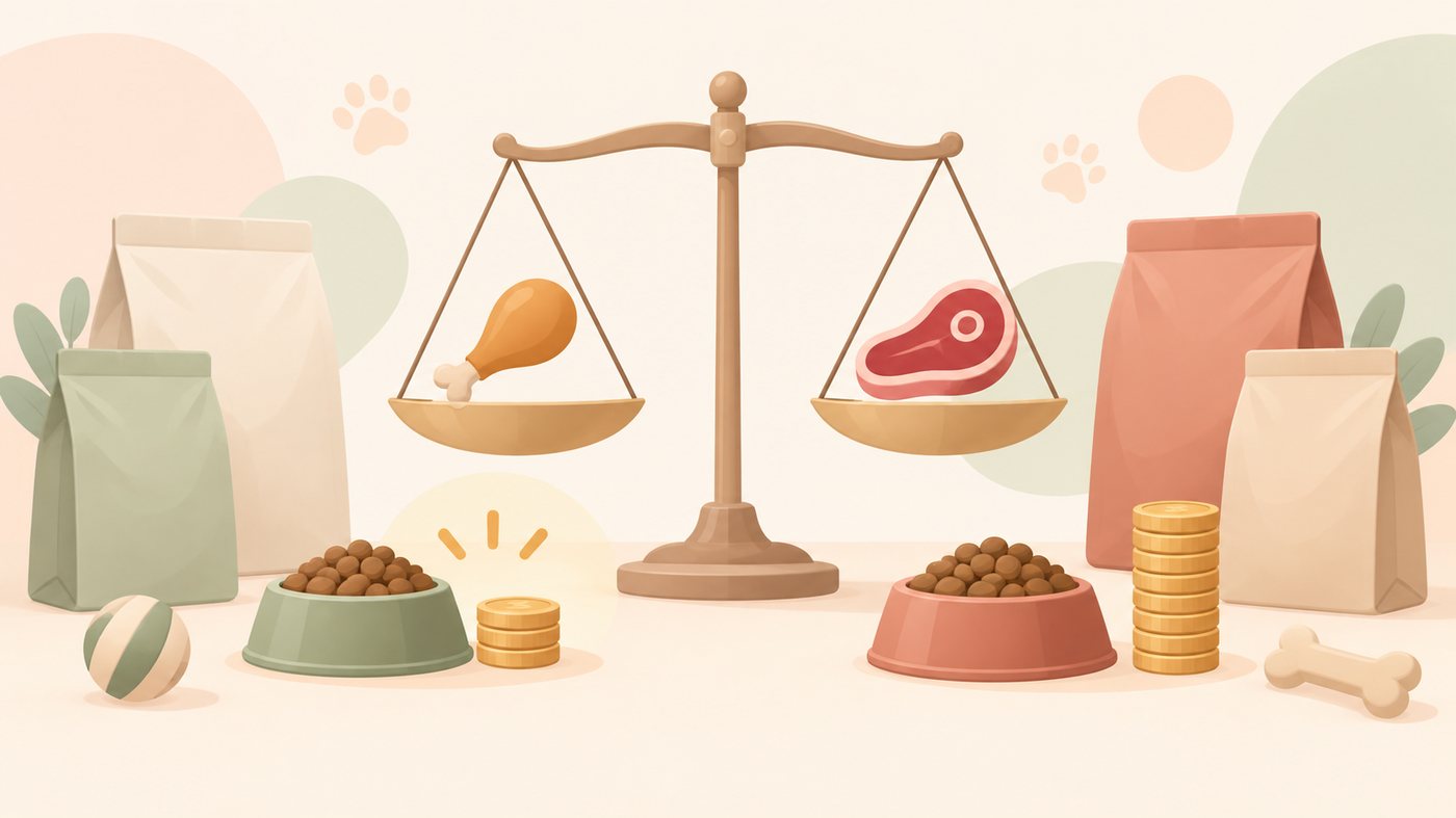 パウチを並べて選ぶ猫のイラスト