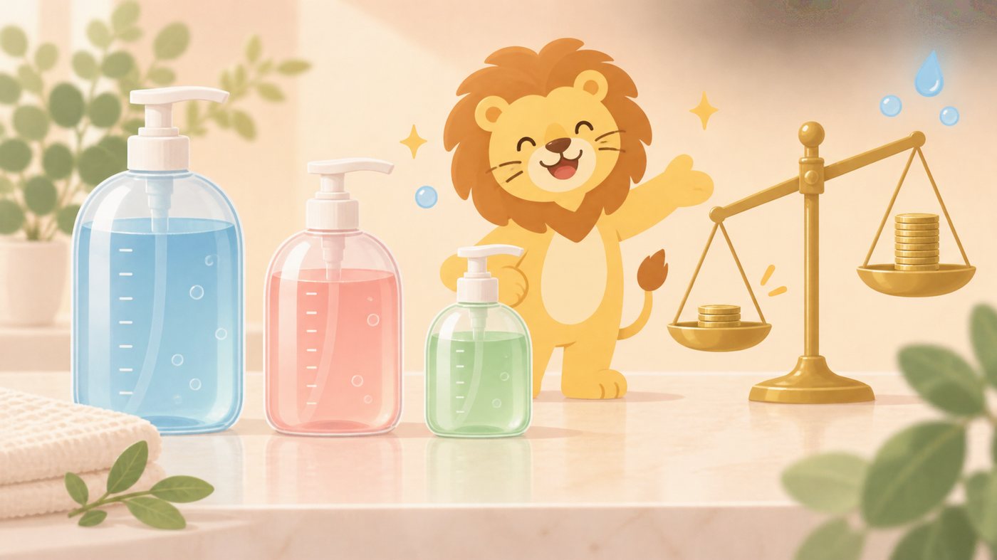 小袋のペット用スナックを並べて単価を比べるイラスト