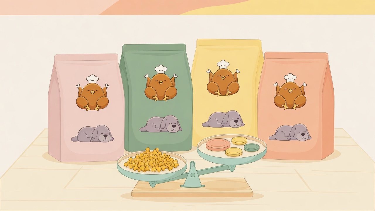 チキンのシニア向けペットフードを容量と形態で比べるイメージ