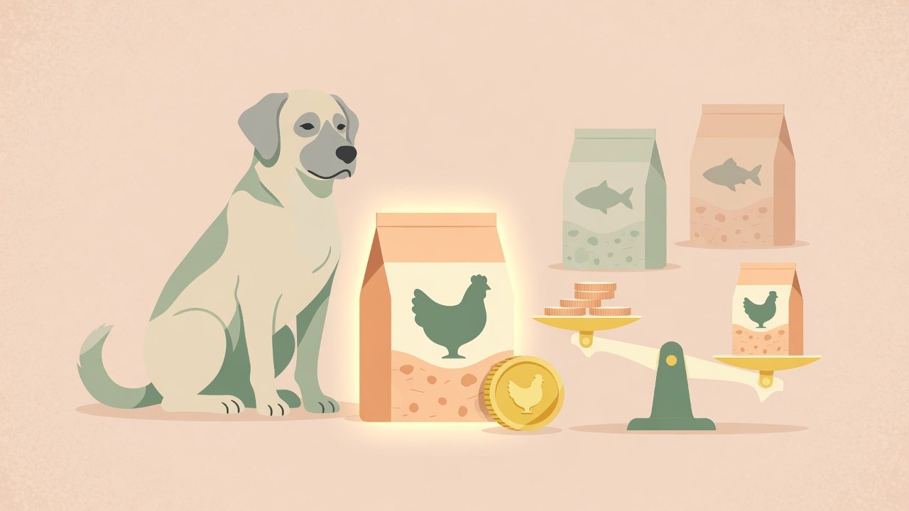犬用と猫用のペットフードを分けて選ぶイメージ
