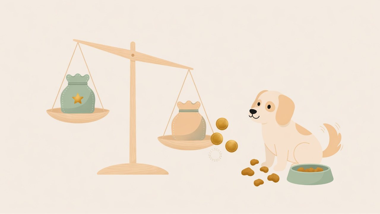 犬用100gのフードを1gあたりで比べるイラスト