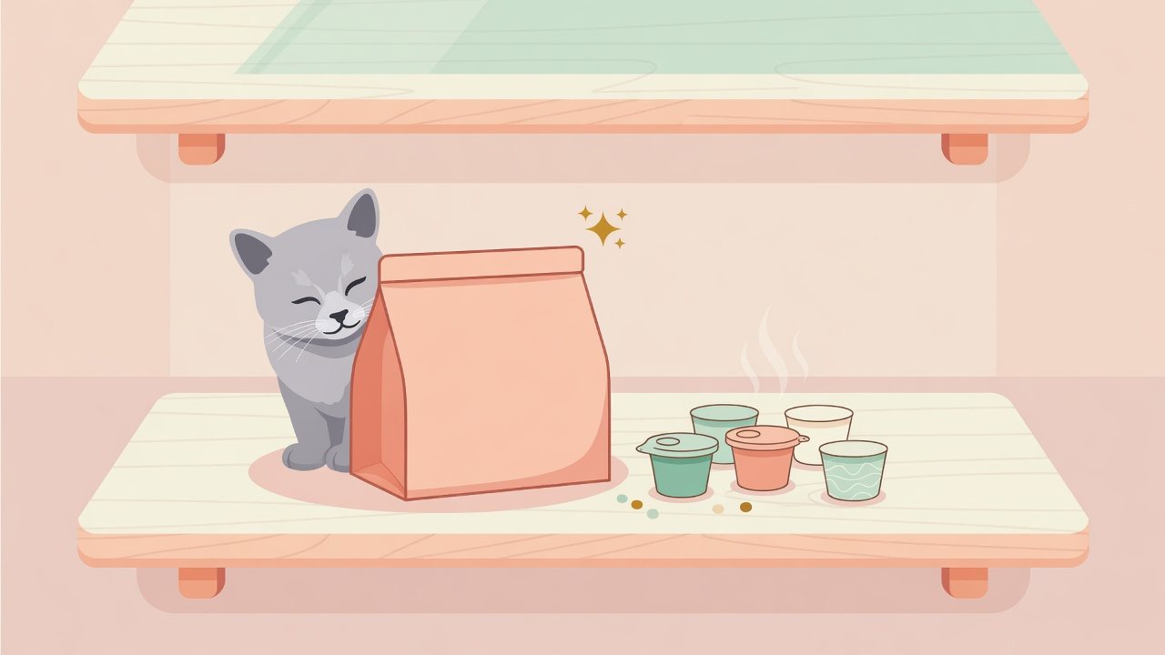 猫用60gと犬用ウェットを分けて並べたイラスト