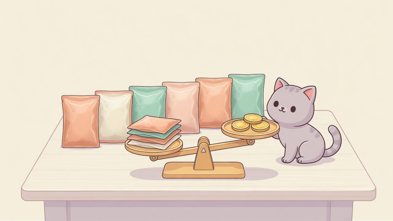 いなばペットフードのパウチを入数と容量で比べるイラスト