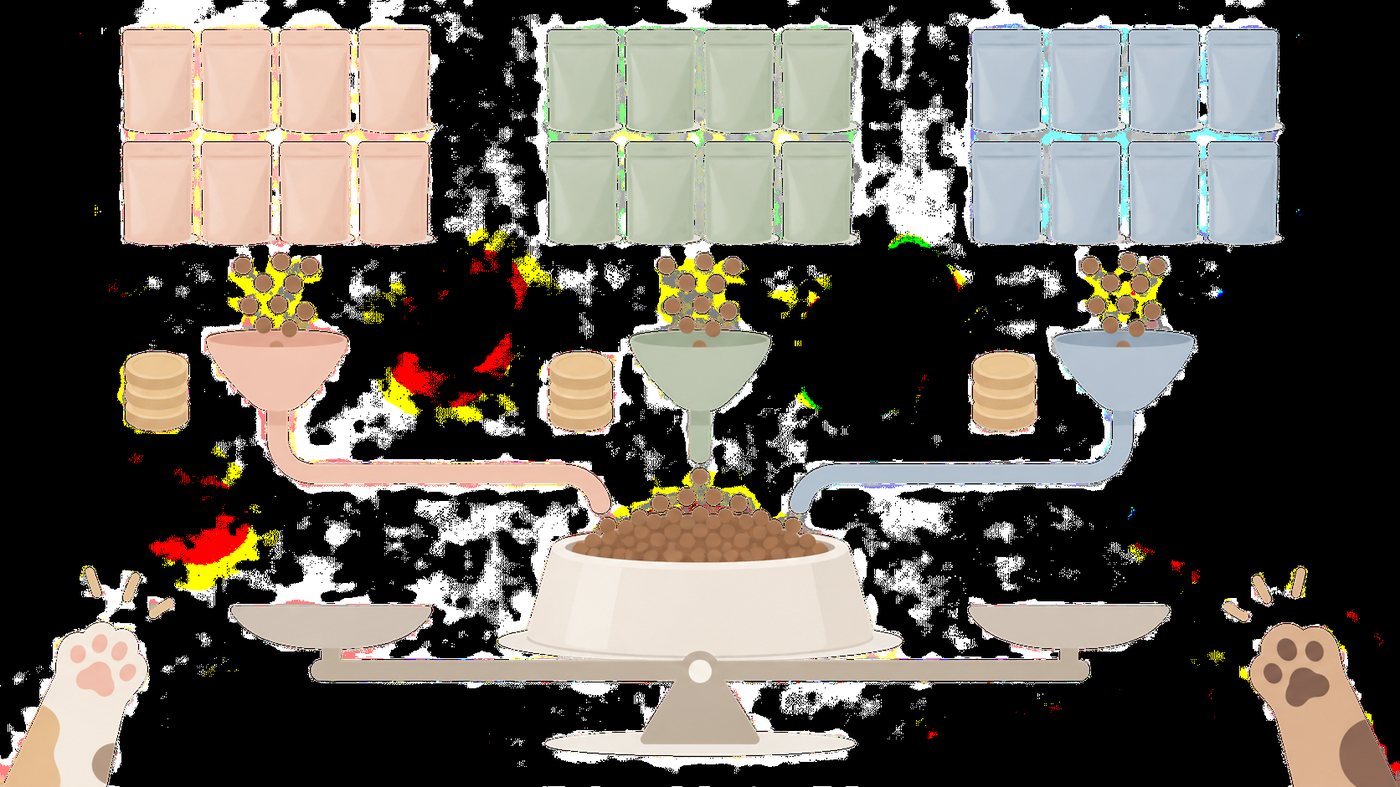 60gのパウチとカリカリの袋が並ぶイラスト