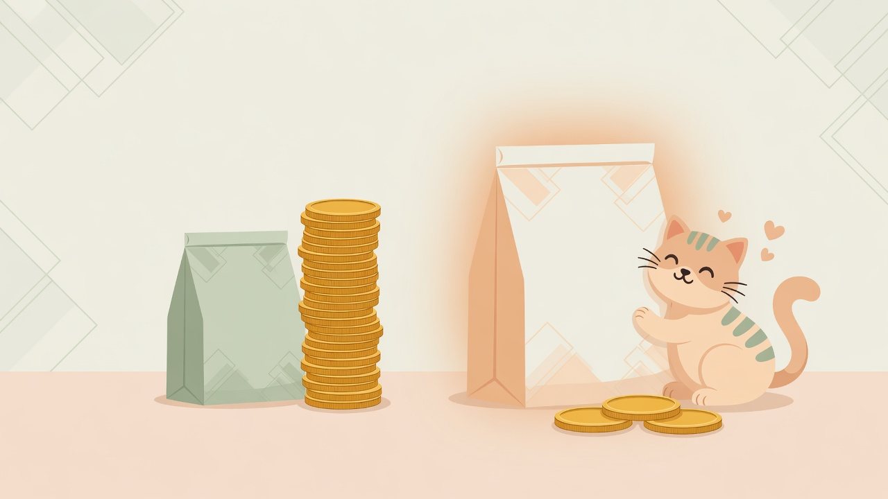 いなば食品のペットフードを1g単価と入数で比べるイラスト