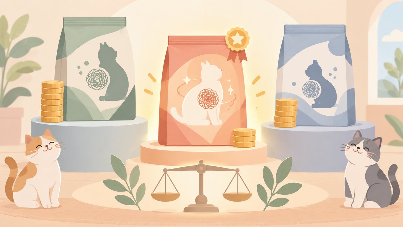 ビーフ入りのドッグフードを袋の大きさ別に並べたイラスト
