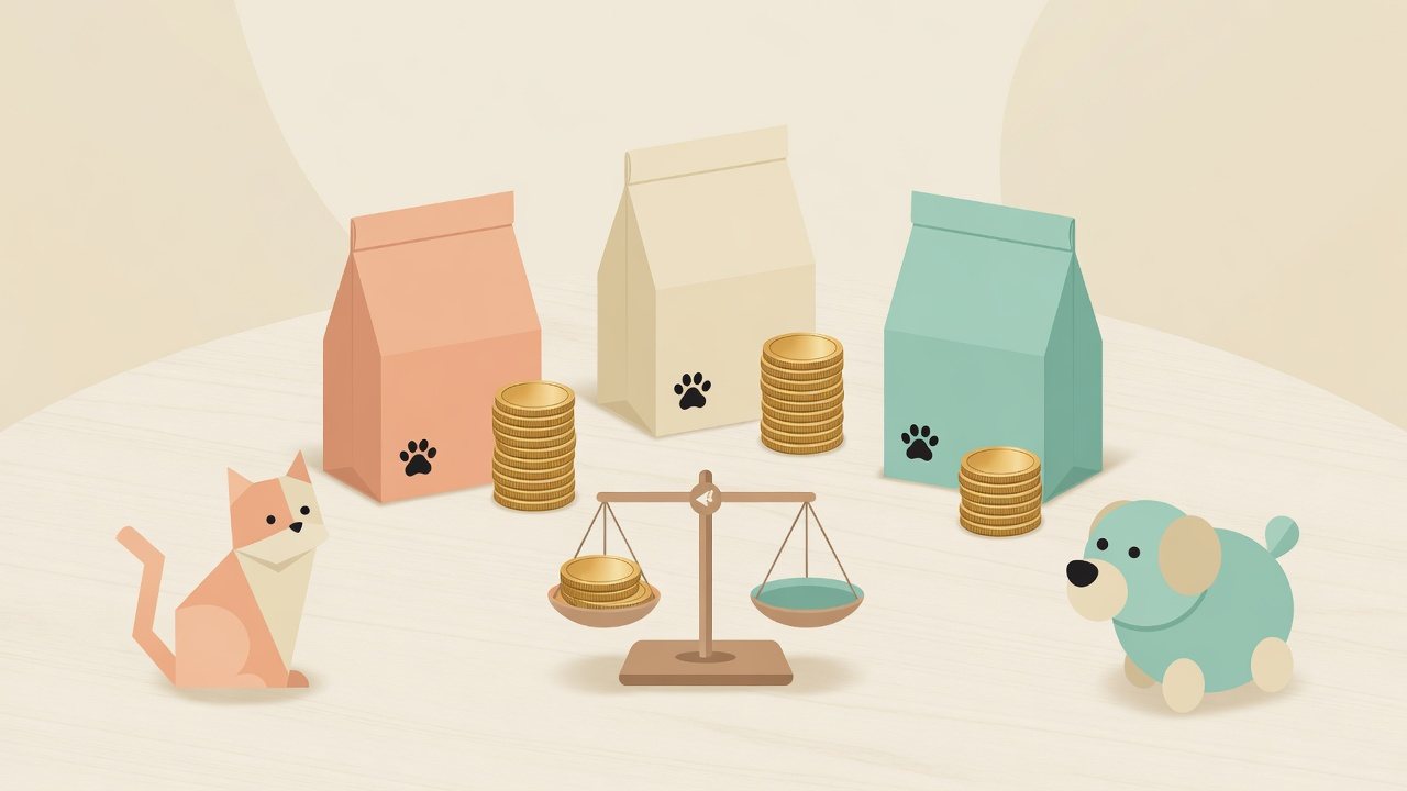 ピュアのペットフードを1gあたりで比べるイラスト