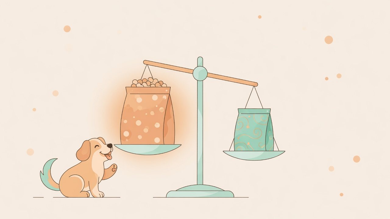 ドライフードの袋サイズと日数の目安のイラスト
