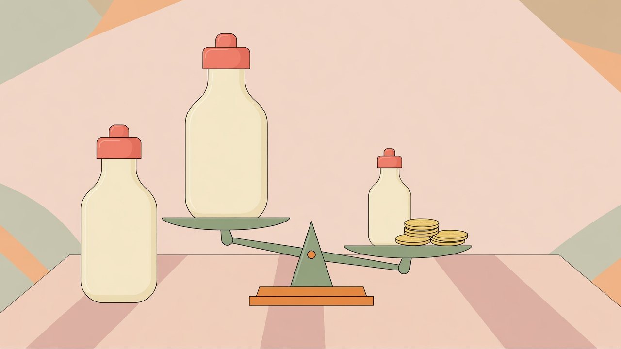 あえるパスタソースを2袋・6個・36個に分けて1gあたりを見るイラスト