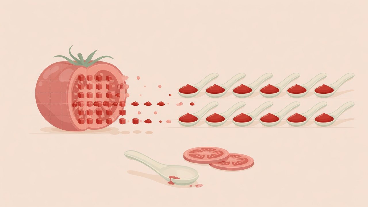 あえる小袋と瓶のトマトソースを別枠にするイラスト