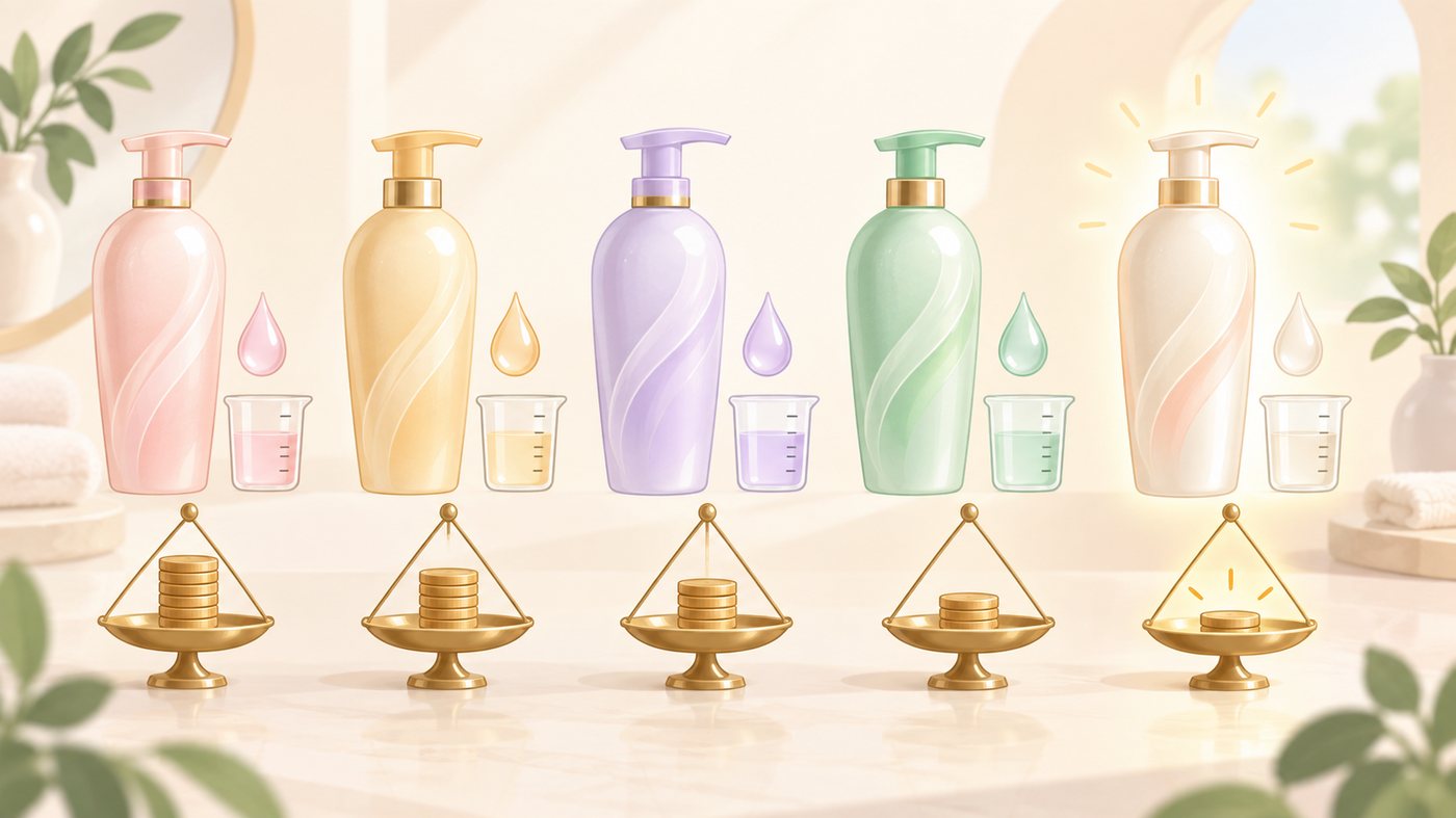 詰替の袋と入数から単価を計算するイラスト