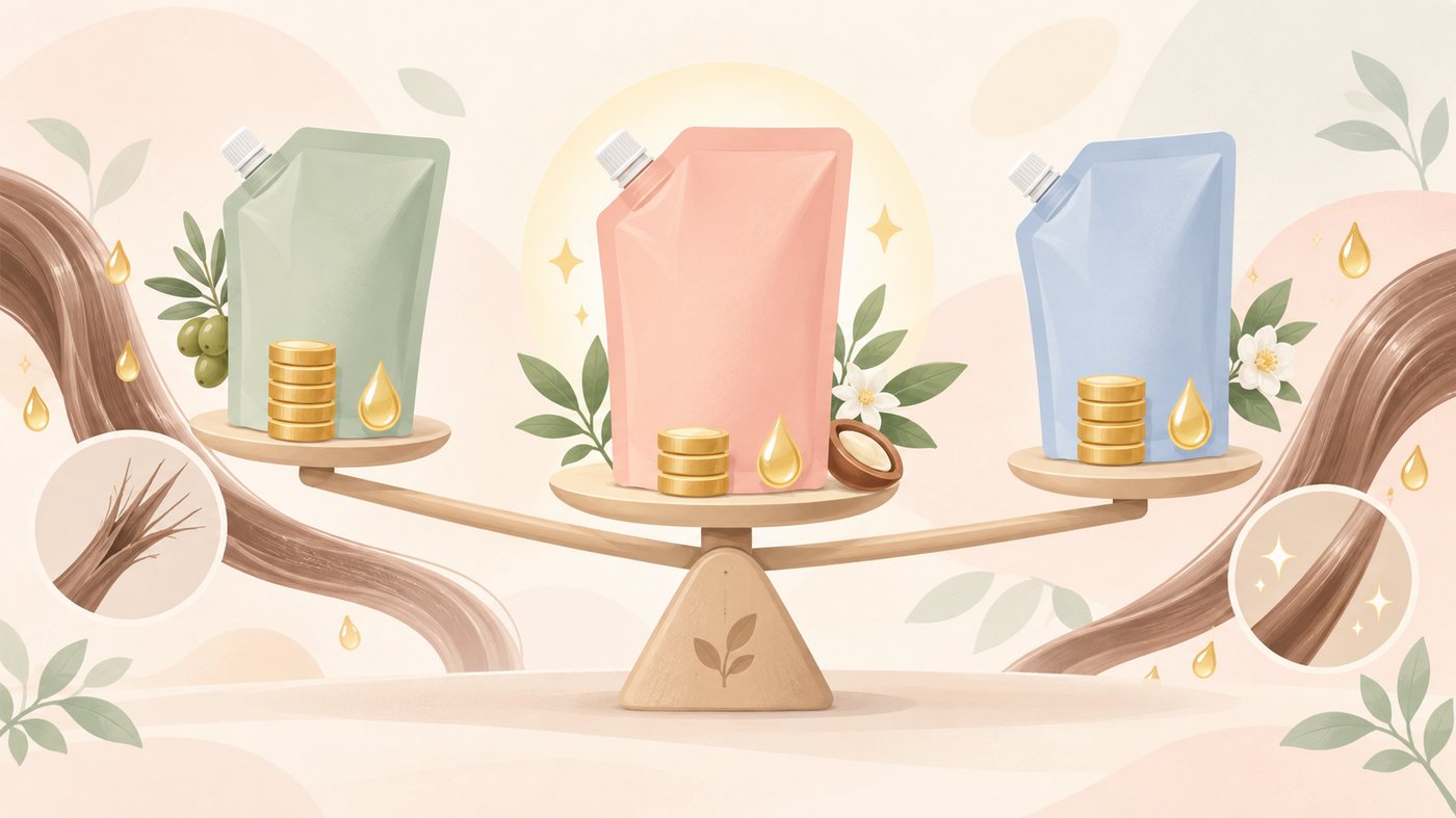 詰め替え袋の容量と袋数を比べるイラスト