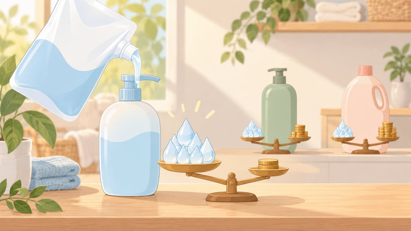 詰替袋をまとめて保管する押し入れのイラスト