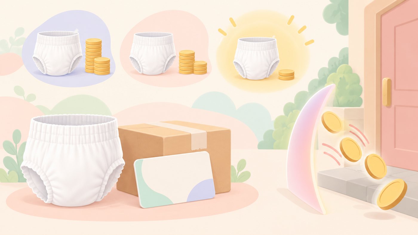 少量・まとめ買い・業務用の荷姿を並べたイラスト