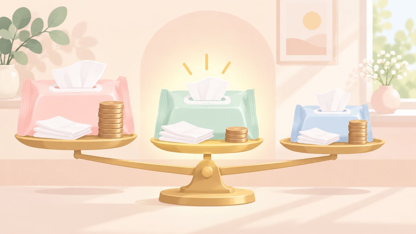 詰め替え用の袋を1mLあたりの単価に割り戻すイラスト