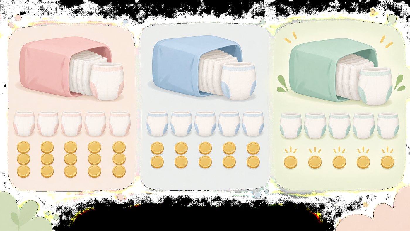 詰替用シャンプーの袋を並べたイラスト