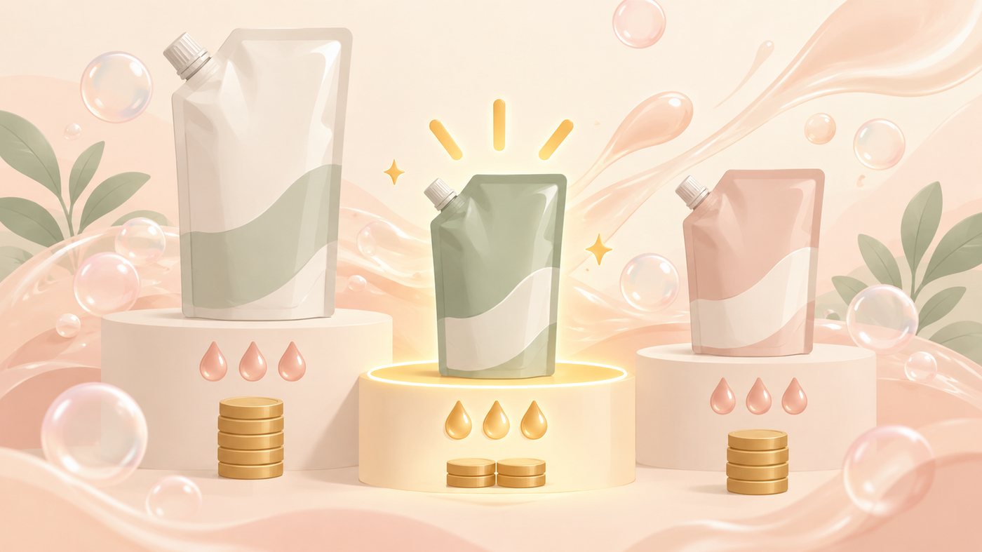 1袋・まとめ買い・ケース・業務用の荷姿を並べたイラスト