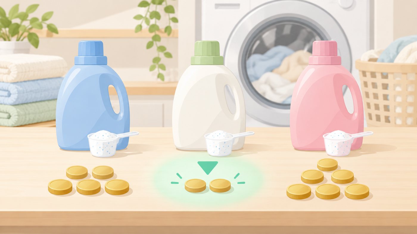 容量の違うシャンプーを同じ軸で比べるイラスト