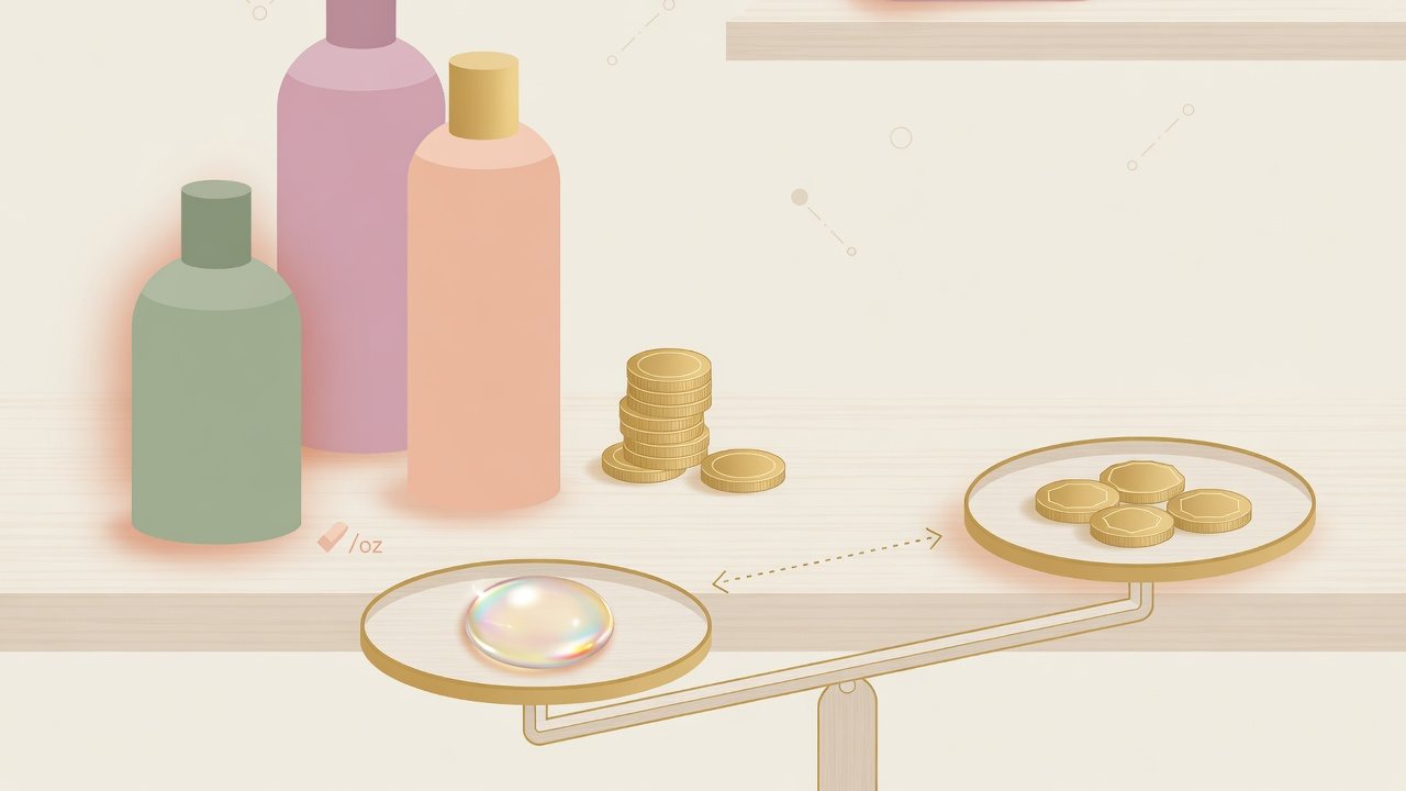 サロン向けシャンプーを1mLあたりで比べるイラスト