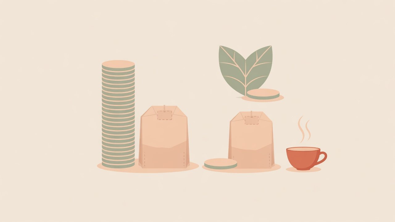 紅茶の袋入ティーバッグを1袋単価で比べるイラスト