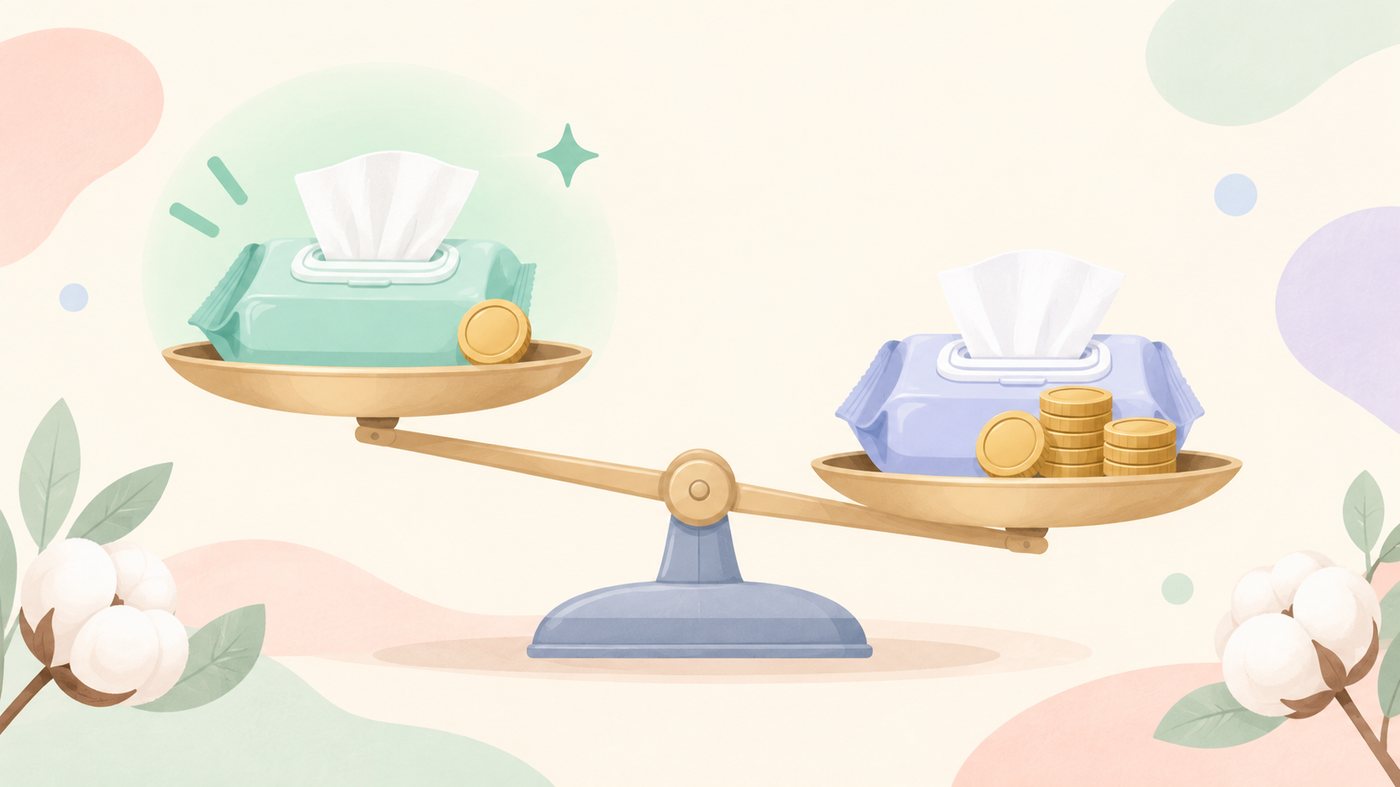 流せるポケットティッシュと据え置きパックを並べたイラスト