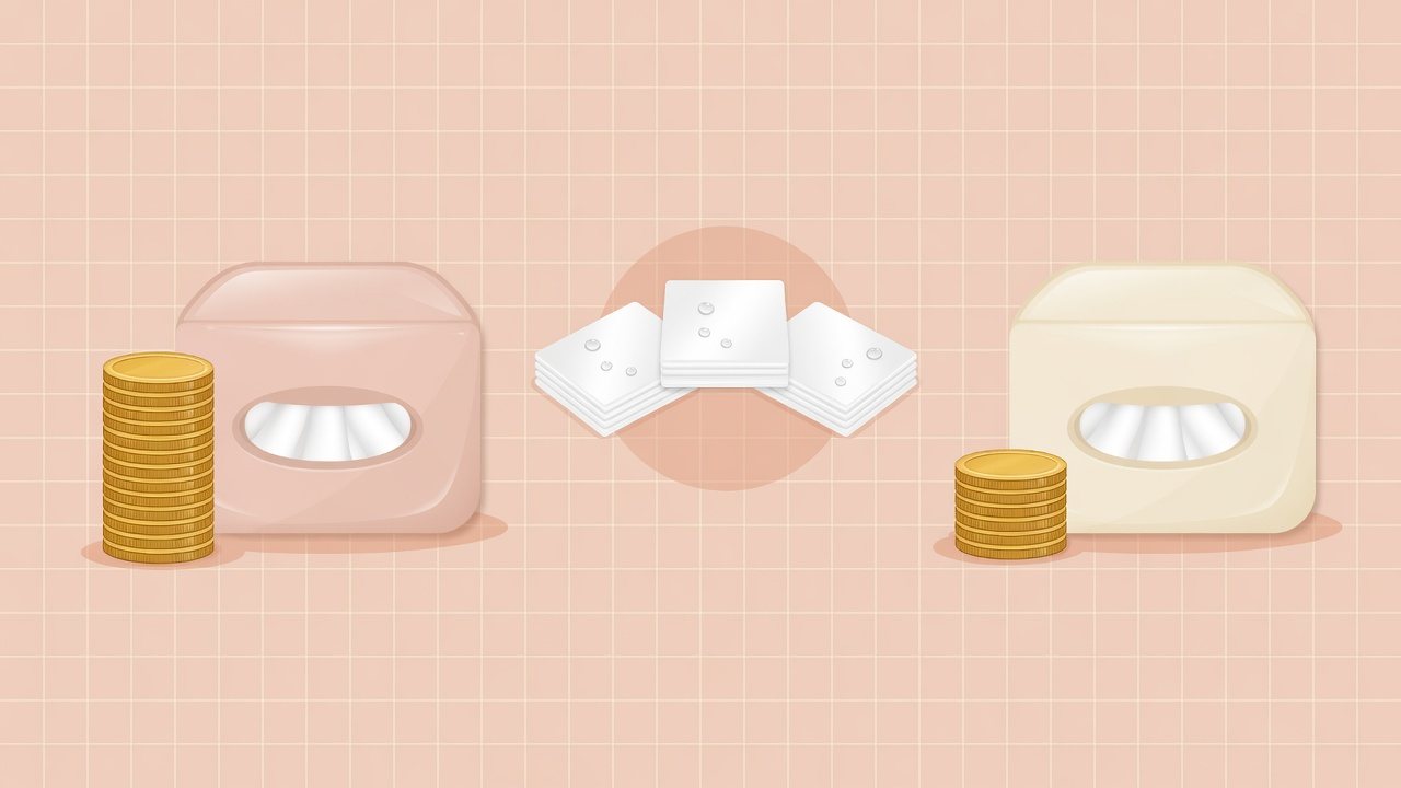 ソフトパックの肌うるるを120組と240組で並べたイラスト