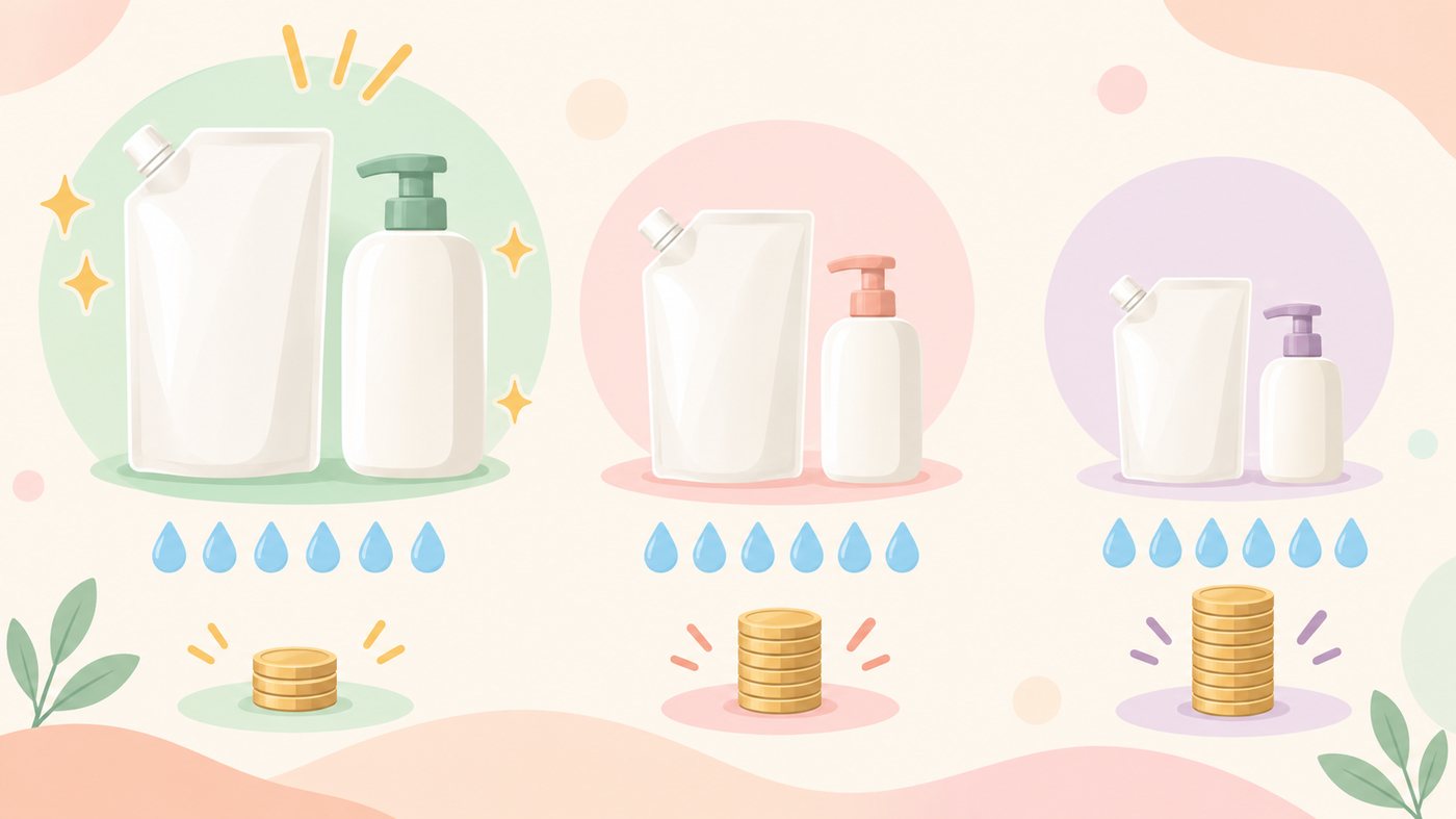 50箱・30箱・10個の荷姿を並べたイラスト
