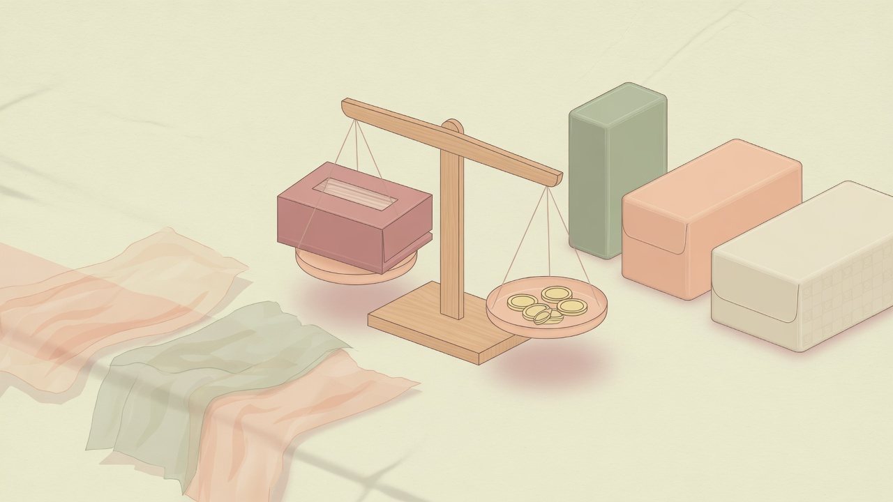単品と複数個とケースを分けるイラスト