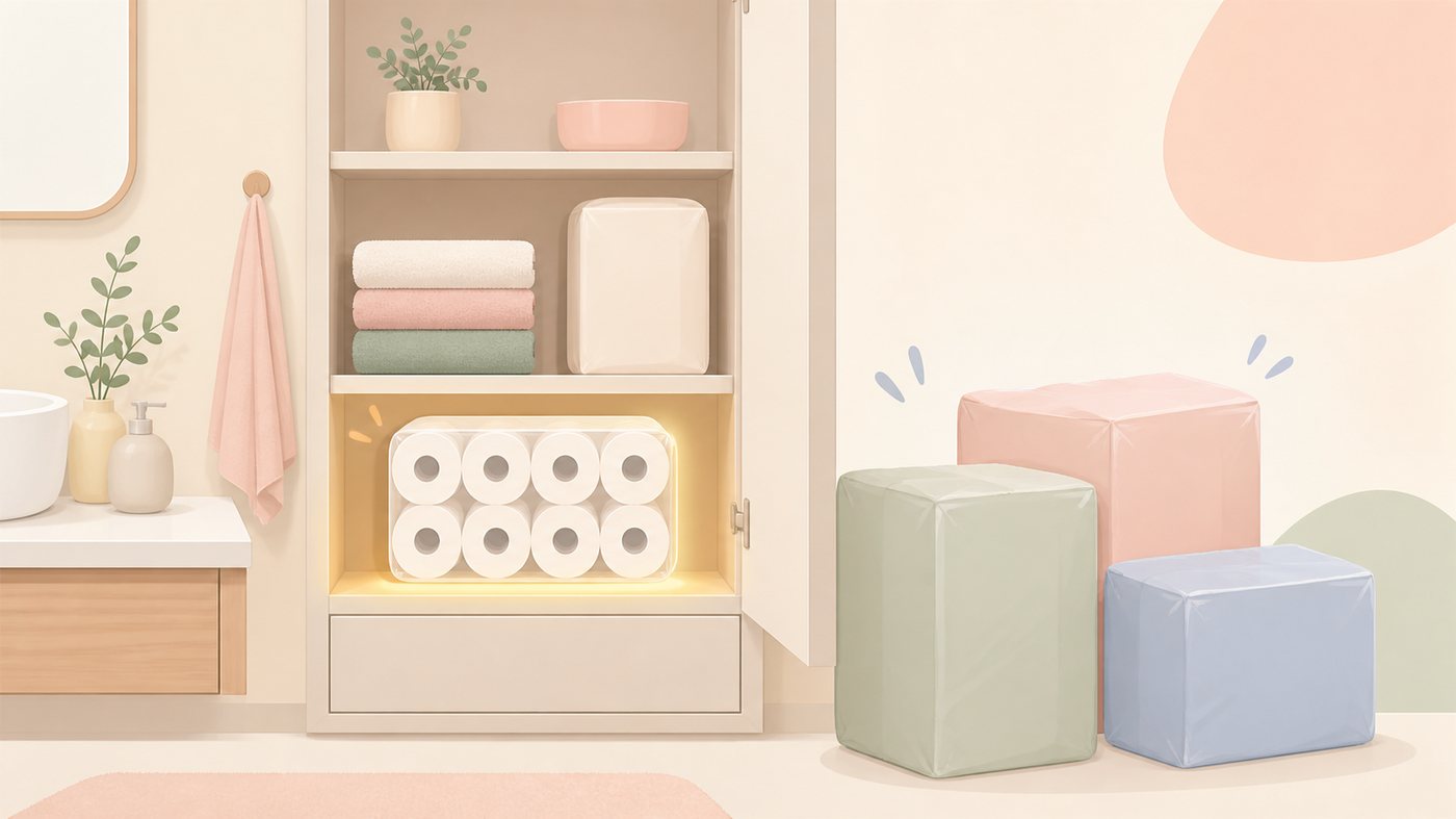 トイレットペーパーを選ぶ3つの視点のイラスト