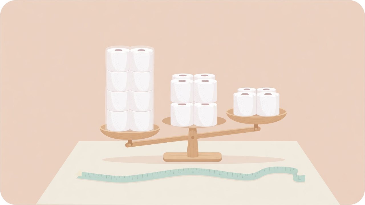巻き長の違う倍巻ロールを並べたイラスト