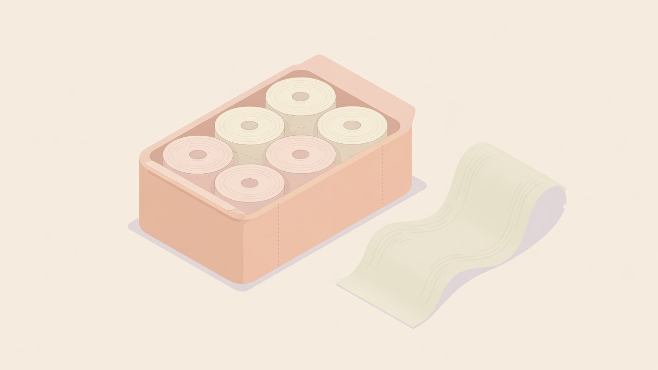 トイレットペーパーの巻き長を比べるイラスト