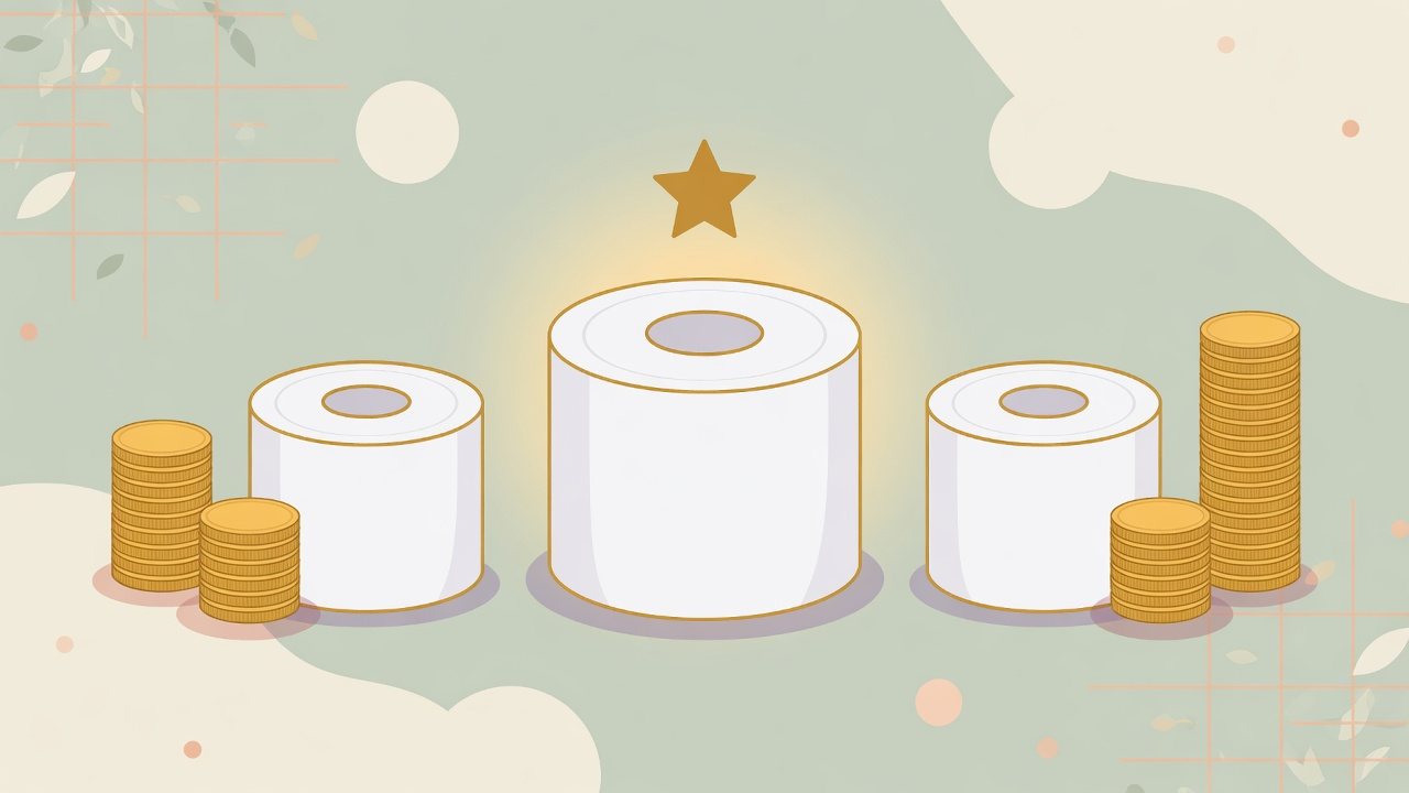 シングルとダブルのトイレットペーパーを分けて並べたイラスト