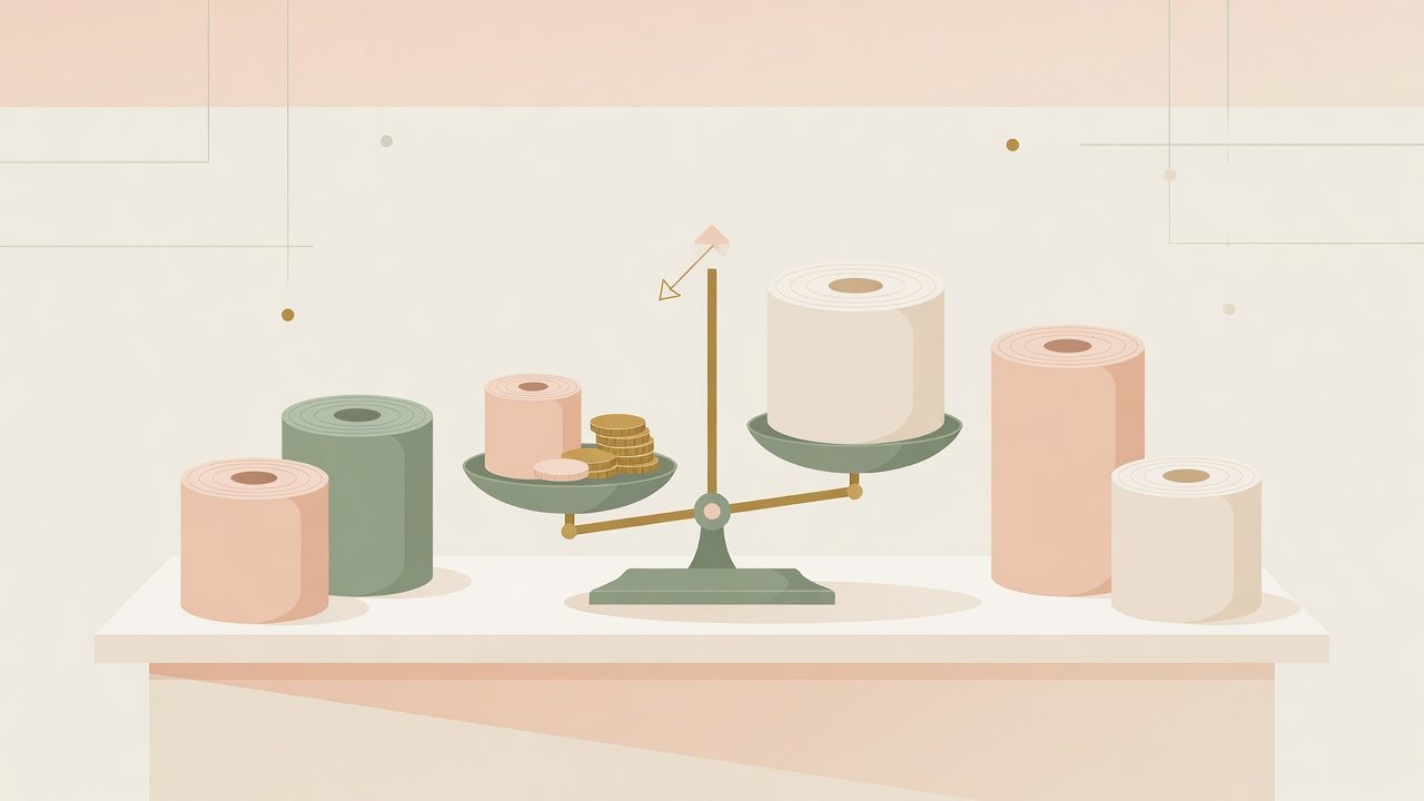 家庭パックと40ロールとケースを荷姿で分けるイラスト