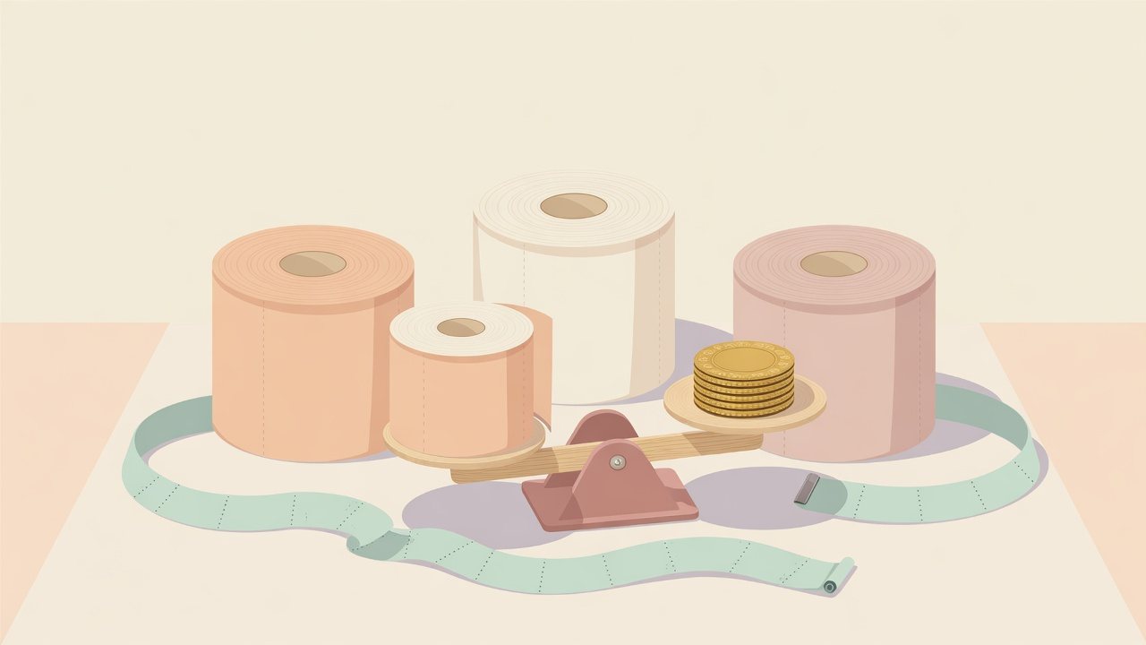 長巻きと普通の長さのロールを並べたイラスト
