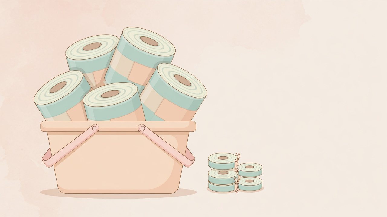 巻き長とロール数から1m単価を比べるイラスト