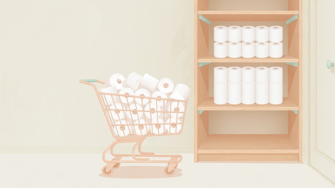 まとめ買いのロール数を三つの枠に分けたイラスト